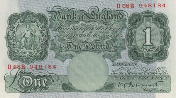 英国 Pick 369a ND1948年版1 Pound 纸钞 151x85