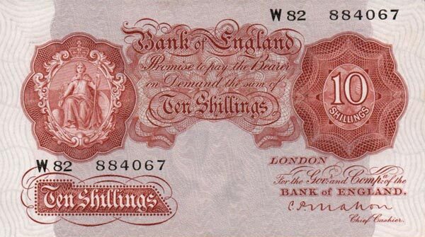 英国 Pick 362a ND1928-29年版10 Shillings 纸钞 138x78