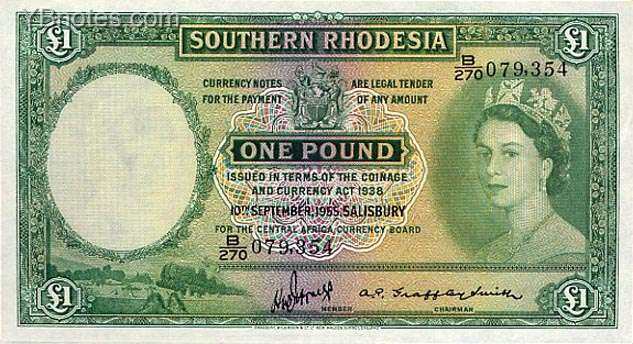 南罗得西亚 Pick 17 1955年版1 Pound 纸钞 