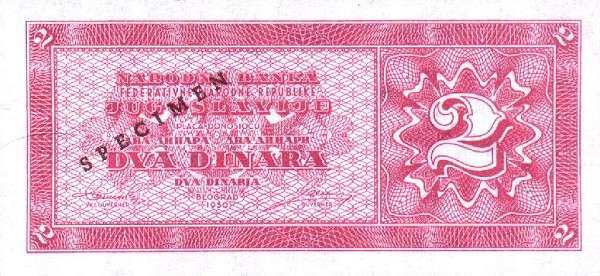 南斯拉夫 Pick 067Q 1950年版2 Dinara 纸钞 