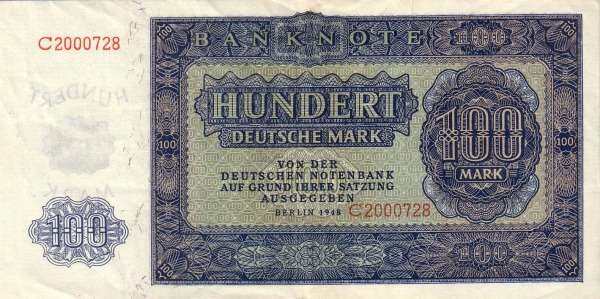 民主德国 Pick 15 1948年版100 Deutsche Mark 纸钞 