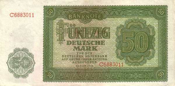 民主德国 Pick 14a 1948年版50 Deutsche Mark 纸钞 