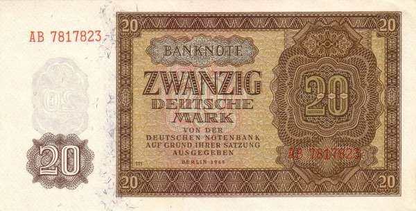 民主德国 Pick 13b 1948年版20 Deutsche Mark 纸钞 