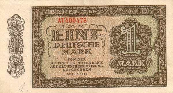 民主德国 Pick 09a 1948年版1 Deutsche Mark 纸钞 