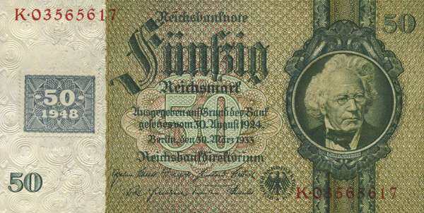 民主德国 Pick 06b 1948年版50 Deutsche Mark 纸钞 