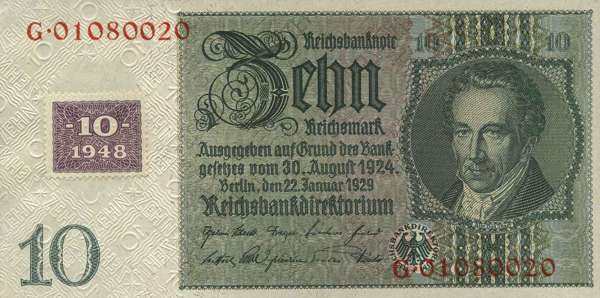 民主德国 Pick 04b 1948年版10 Deutsche Mark 纸钞 