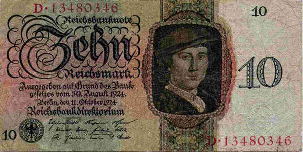 德国 Pick 175 1924.10.11年版10 Reichsmark 纸钞 150x75