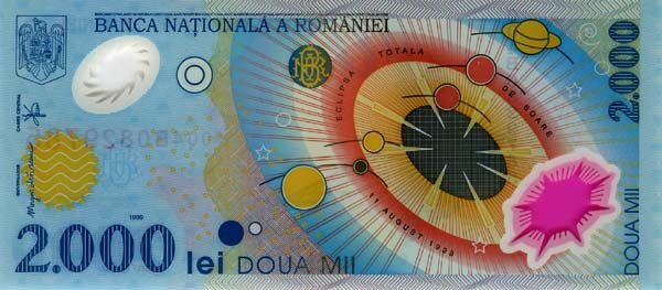 罗马尼亚 Pick 111a 1999年版2000 Lei 纸钞 143x63