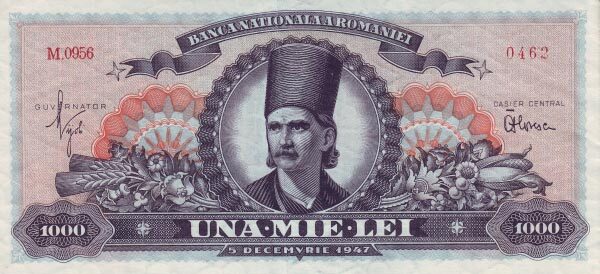 罗马尼亚 Pick 068 1947.12.5年版1,000 Lei 纸钞 