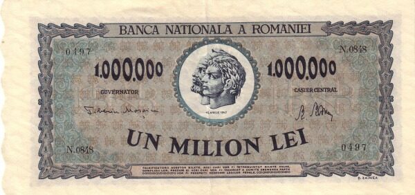 罗马尼亚 Pick 060 1947.4.16年版1,000,000 Lei 纸钞 