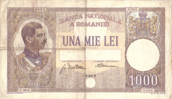 罗马尼亚 Pick 037 1934.3.15年版1,000 Lei 纸钞 