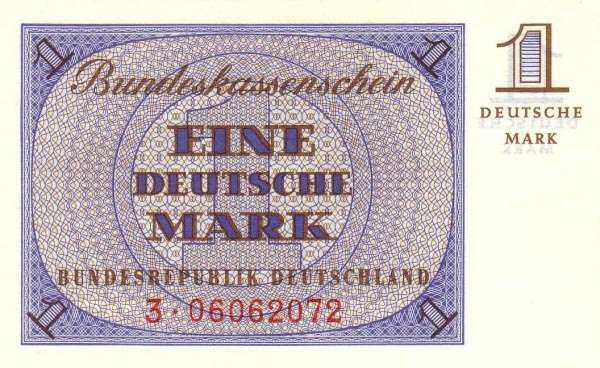 联邦德国 Pick 28 ND1967年版1 Deutsche Mark 纸钞 