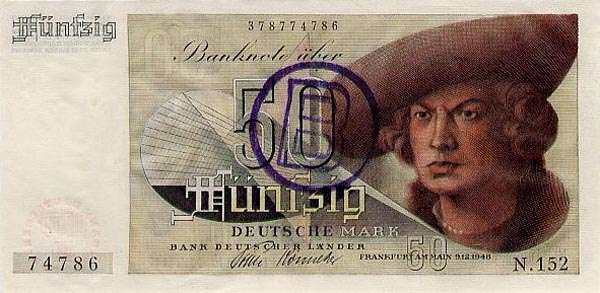 联邦德国 Pick 14b 1948.12.9年版50 Deutsche Mark 纸钞 150x75