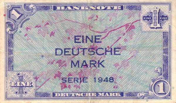 联邦德国 Pick 02 1948年版1 Deutsche Mark 纸钞 112x67