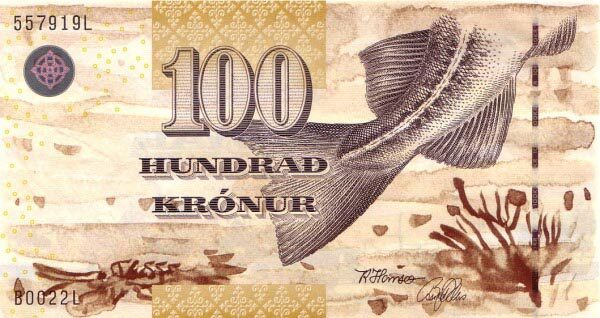 法罗岛 Pick 25 2002年版100 Kronur 纸钞 135x72