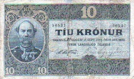 冰岛 Pick 05a L.1885年版10 Kronur 纸钞 