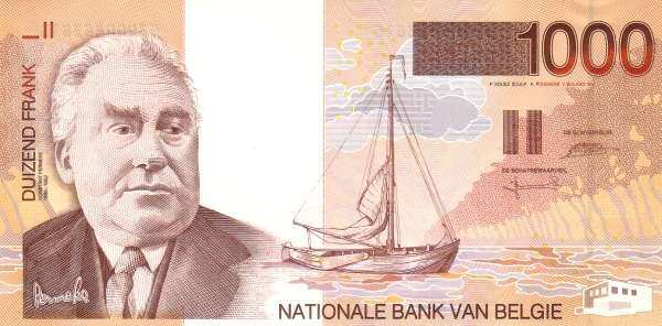 比利时 Pick 150 ND1997年版1000 Francs 纸钞 154x76