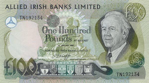 北爱尔兰 Pick 005 1982.1.1年版100 Pounds 纸钞 
