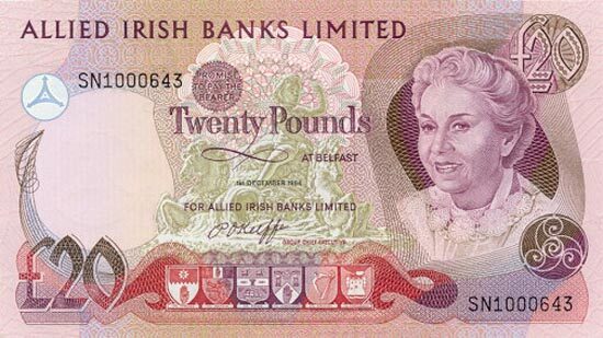 北爱尔兰 Pick 004 1984.12.1年版20 Pounds 纸钞 