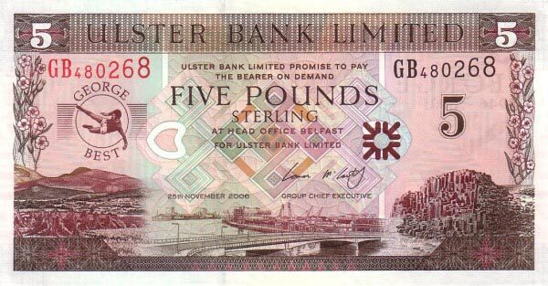 北爱尔兰 Pick 339 2006.11.25年版5 Pounds 纸钞 135x70