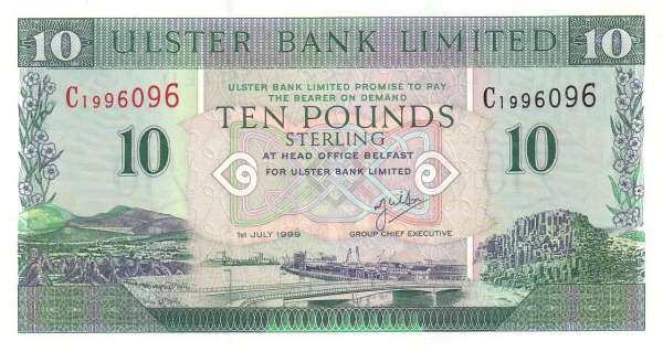 北爱尔兰 Pick 336 1997年版10 Pounds 纸钞 