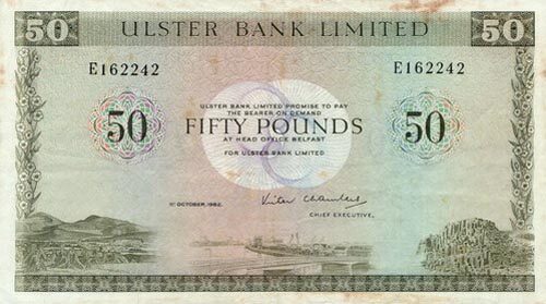 北爱尔兰 Pick 329 1982.10.1年版50 Pounds 纸钞 