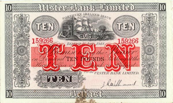 北爱尔兰 Pick 317 1948.1.1年版10 Pounds 纸钞 