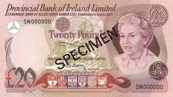 北爱尔兰 Pick 250s 1981.3.1年版20 Pounds 纸钞 