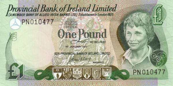 北爱尔兰 Pick 247a 1977.1.1年版1 Pound 纸钞 