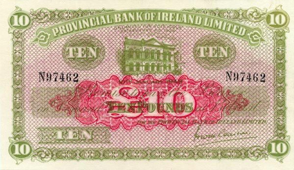 北爱尔兰 Pick 240 1948.1.10年版10 Pounds 纸钞 
