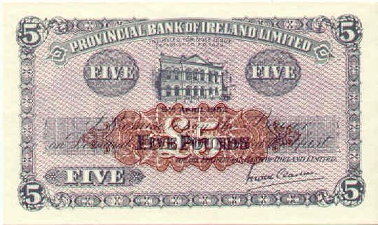 北爱尔兰 Pick 239 1952.4.5年版5 Pounds 纸钞 