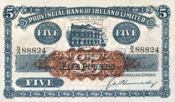 北爱尔兰 Pick 236 1942.1.5年版5 Pounds 纸钞 