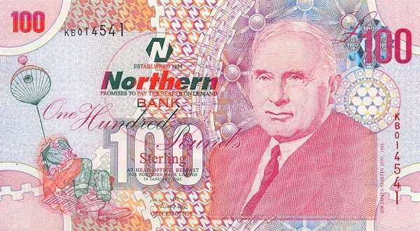 北爱尔兰 Pick 209 2005.1.19年版100 Pounds 纸钞 163x90