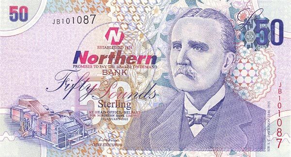 北爱尔兰 Pick 208 2005.1.19年版50 Pounds 纸钞 156x85