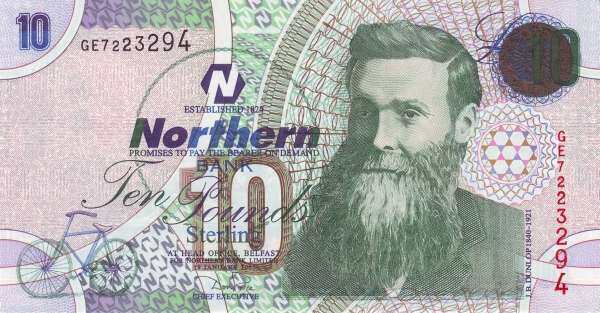 北爱尔兰 Pick 206 2005.1.19年版10 Pounds 纸钞 142x75
