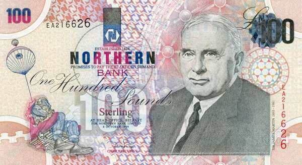 北爱尔兰 Pick 201 1999年版100 Pounds 纸钞 163x90
