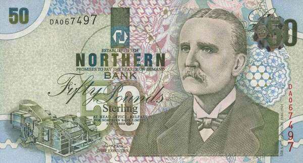 北爱尔兰 Pick 200 1999年版50 Pounds 纸钞 156x85
