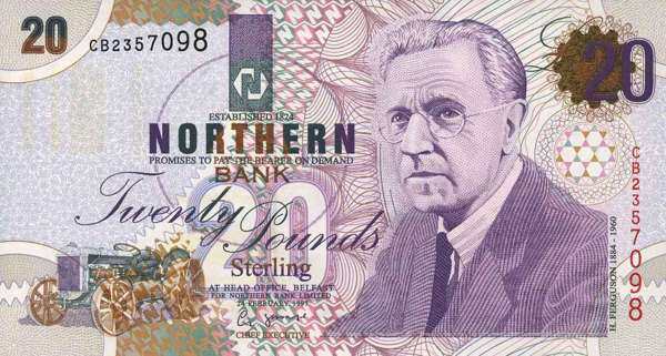 北爱尔兰 Pick 199a 1997年版20 Pounds 纸钞 149x80