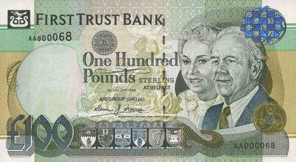 北爱尔兰 Pick 139 1998年版100 Pounds 纸钞 
