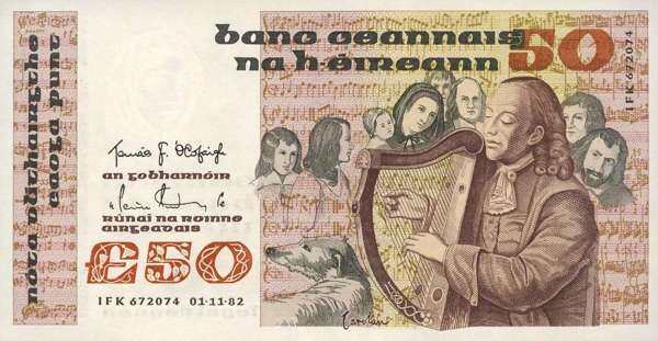 爱尔兰 Pick 74a 1982年版50 Pounds 纸钞 180x94