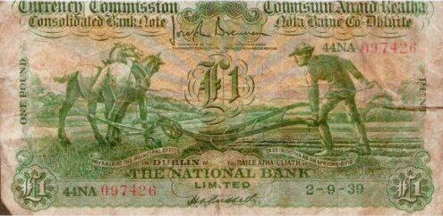 爱尔兰 Pick 26 1939.9.2年版1 Pound 纸钞 