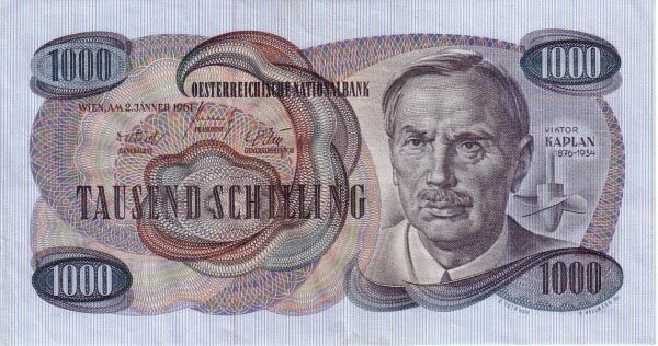 奥地利 Pick 141 1961.1.2年版1000 Shillings 纸钞 158x85