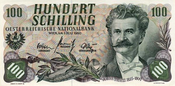 奥地利 Pick 138 1960.7.1年版100 Schilling 纸钞 