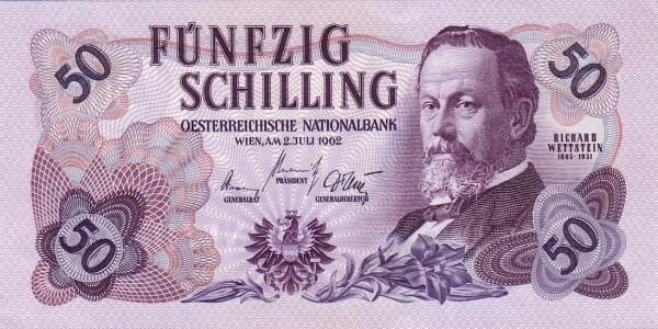 奥地利 Pick 137 1962.7.2年版50 Schilling 纸钞 