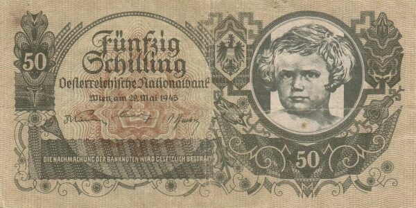奥地利 Pick 117 1945.5.29年版50 Schilling 纸钞 