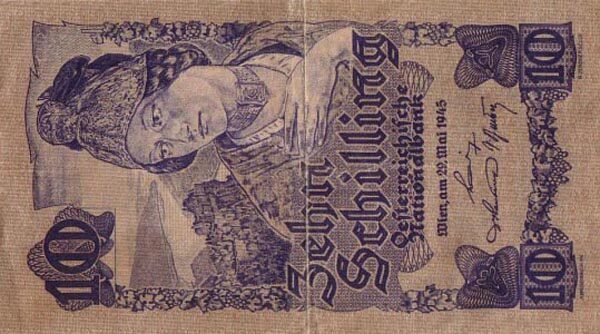奥地利 Pick 114 1945.5.29年版10 Schilling 纸钞 