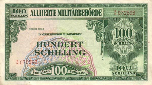 奥地利 Pick 110a 1944年版100 Schilling 纸钞 