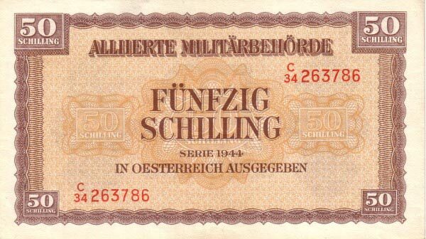 奥地利 Pick 109 1944年版50 Schilling 纸钞 