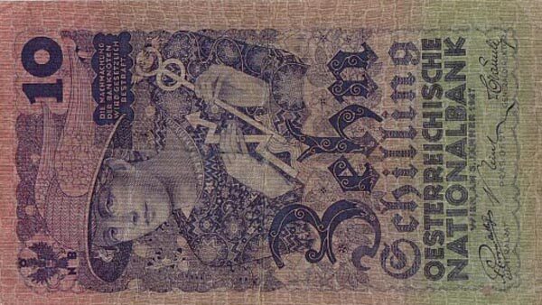奥地利 Pick 094 1927.1.3年版10 Schilling 纸钞 