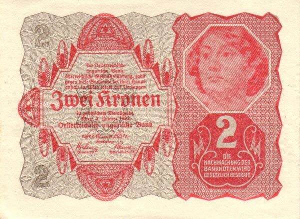 奥地利 Pick 074 1922.1.2年版2 Kronen 纸钞 